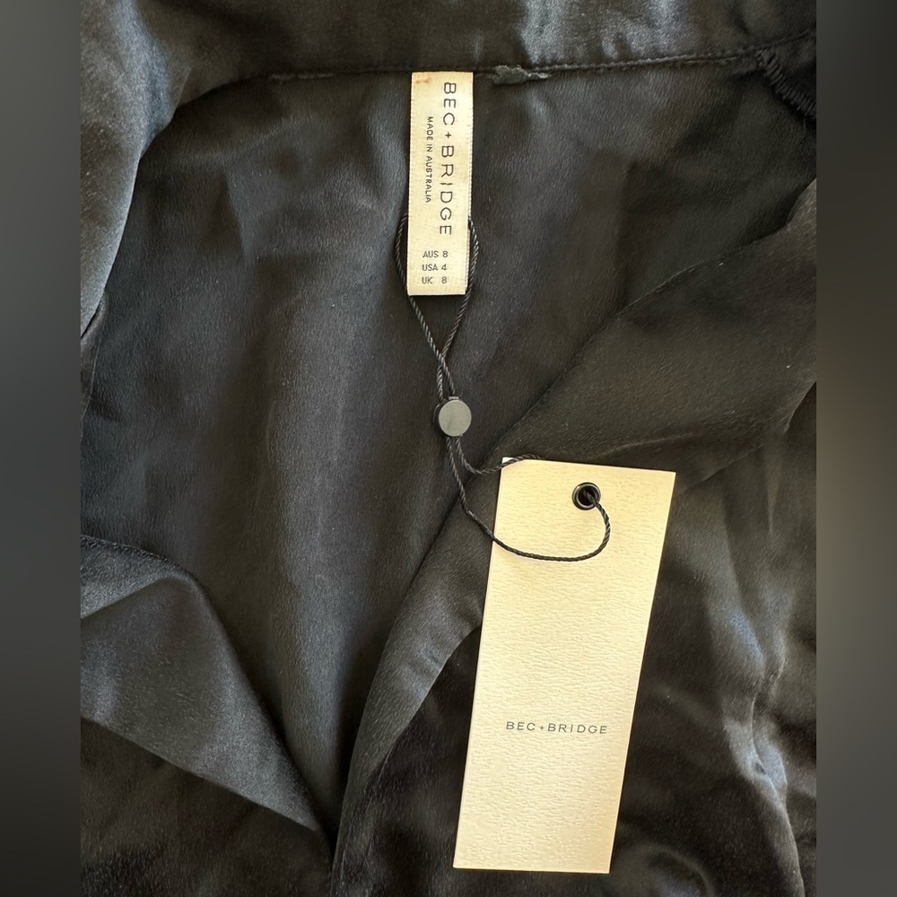 NWT Bec + Bridge Amber Long Sleeve Wrap Maxi Dress size US 4 small Black silk - Picture 6 of 9